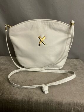 White Leather Crossbody Handbag